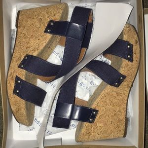 Lucky Brand Denim Blue Strappy Wedges